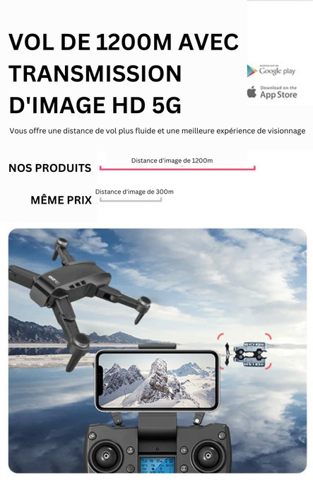 DroneMaX Pro™ 2023 - Suivi GPS Inclus - Caméra 4K - Axe Gimbal