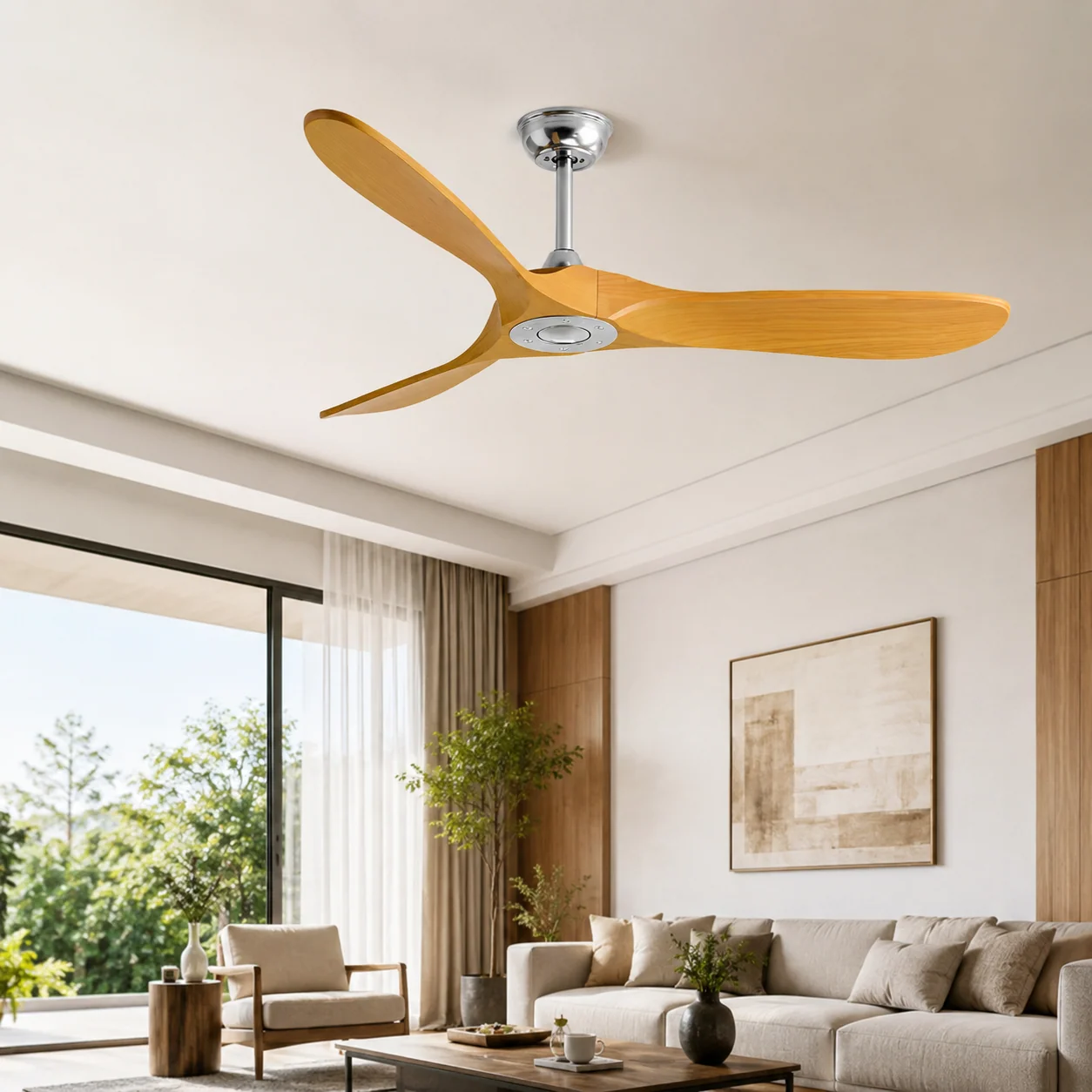 Ventilateur de plafond industriel vintage silencieux avec télécommande et 6 vitesses, 107, 132 ou 152 cm