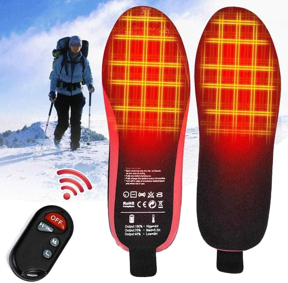 Semelles chauffantes rechargeables avec télécommande sans fil, fibre de carbone, pointures 35 à 46
