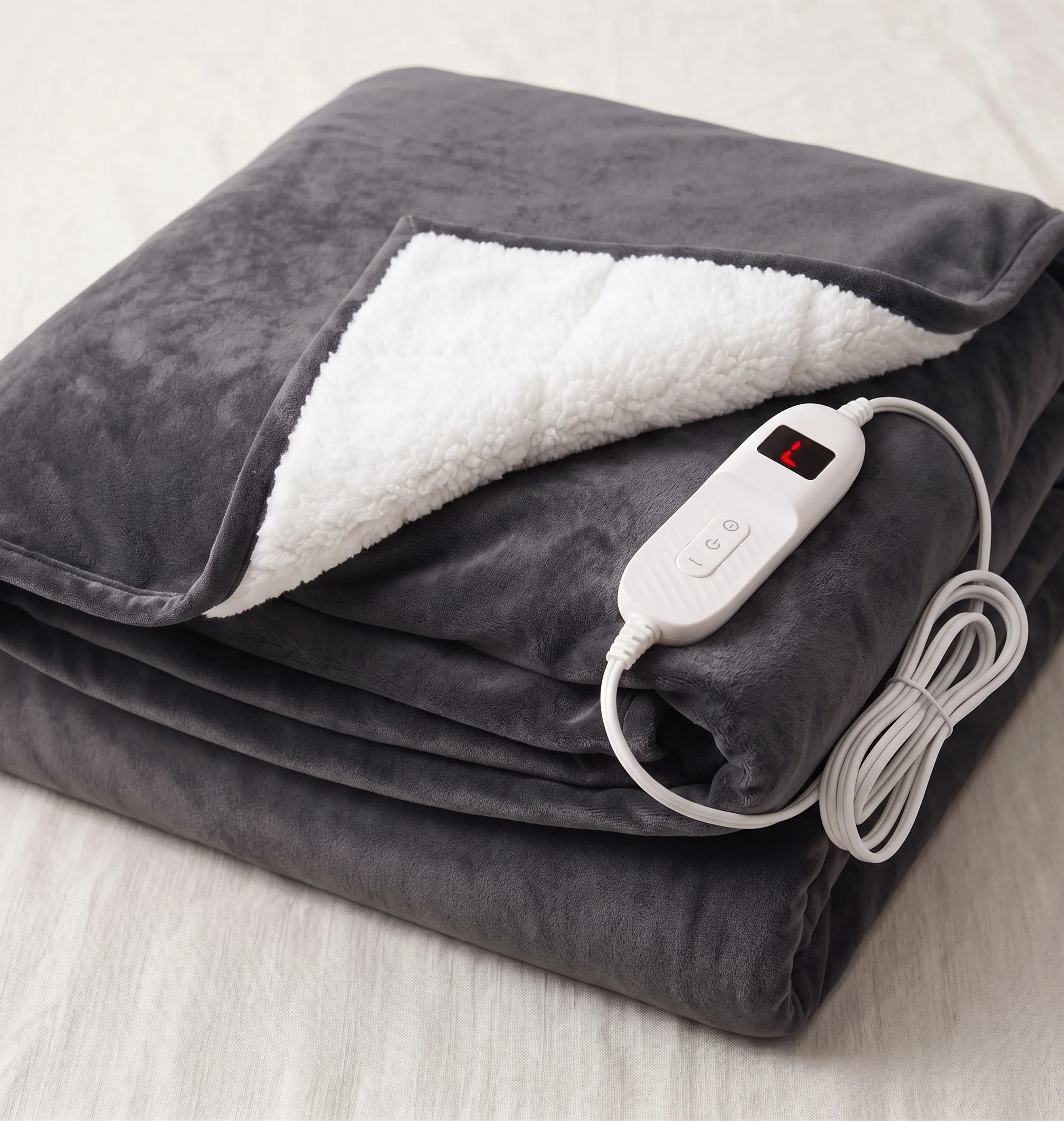 Couverture chauffante en flanelle et sherpa, chauffe PTC réglable avec minuteur