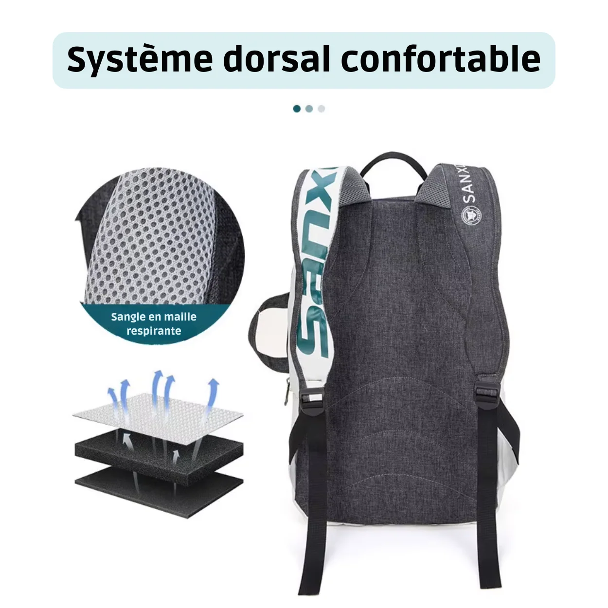 Bretelles ergonomiques du sac à dos de tennis
