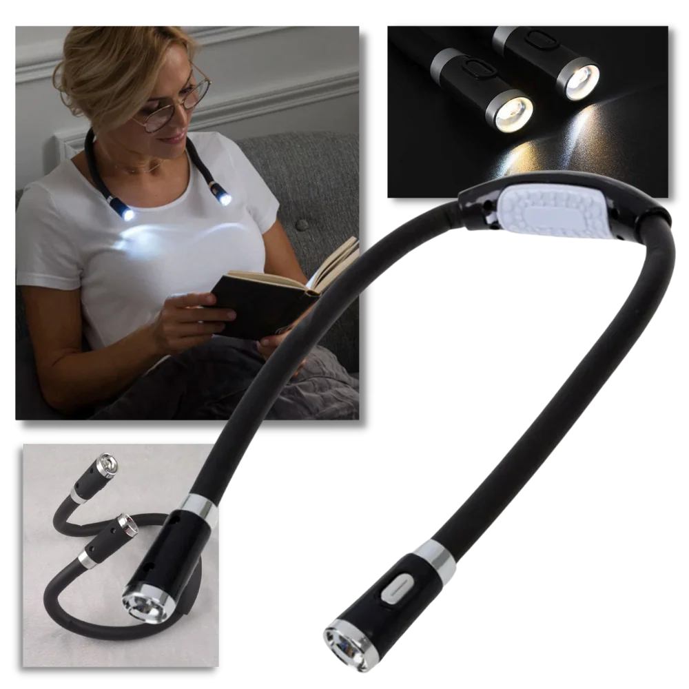 Lampe de lecture LED pour le cou, flexible, 3 modes d'éclairage, légère et portable