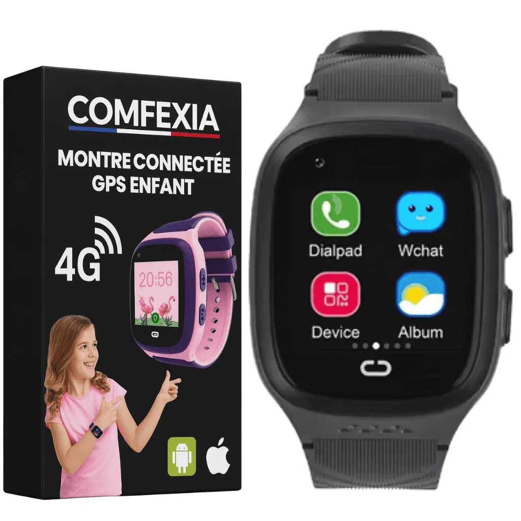 Montre GPS connectée 4G pour enfant avec appels vidéo HD, SOS et plus de 15 jeux