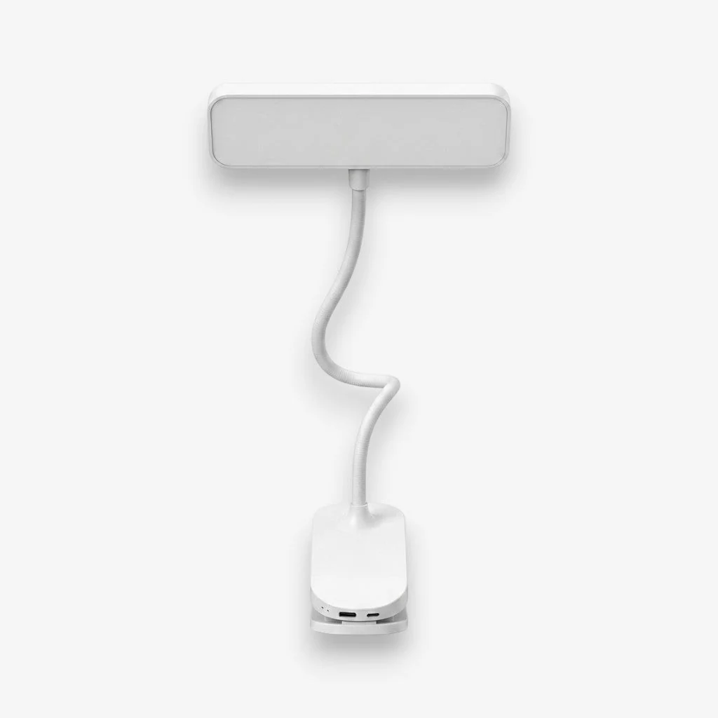 Lampe de bureau sans fil blanche rechargeable à col flexible, 3 modes de lumière