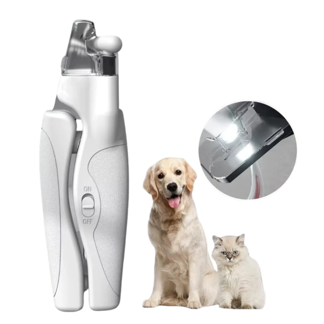 Coupe-ongles 2 en 1 pour chien et chat avec lime diamant, LED et recharge USB