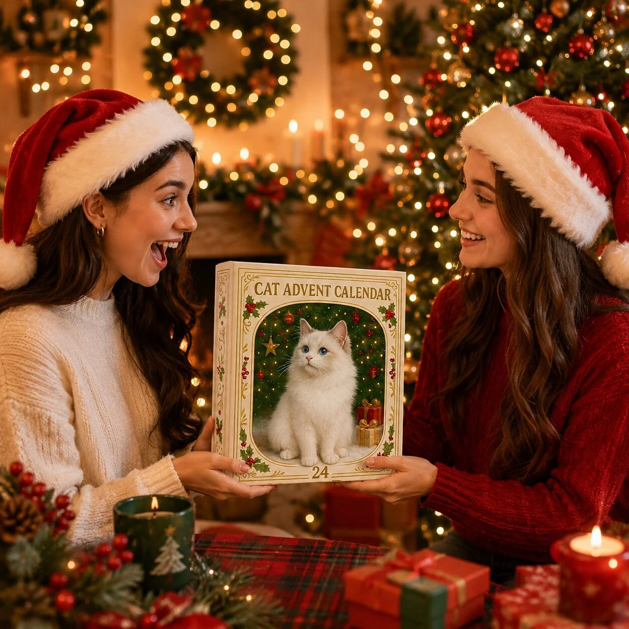 Calendrier de l'Avent chats 2026 avec 24 motifs de chats décoratifs