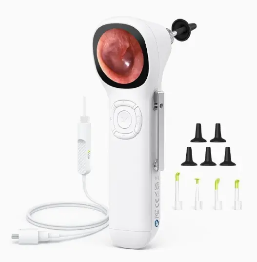 Otoscope numérique avec écran IPS et caméra HD, 6 LED, carte mémoire 8 Go